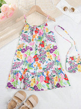 Young Girl Floral Print Ruffle Hem Cami Dress
